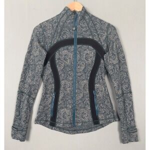 Lululemon Define Jacket Blue Grey Paisley Space Dye Full Zip Track Jacket Size 6